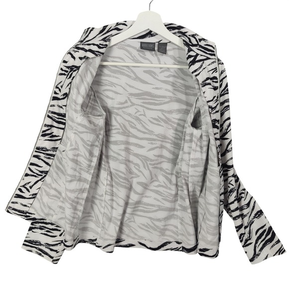 Additions Chicos Women 0 Small Zebra Animal Zip Up Jacket Maximalist Long Sleeve - Picture 4 of 16